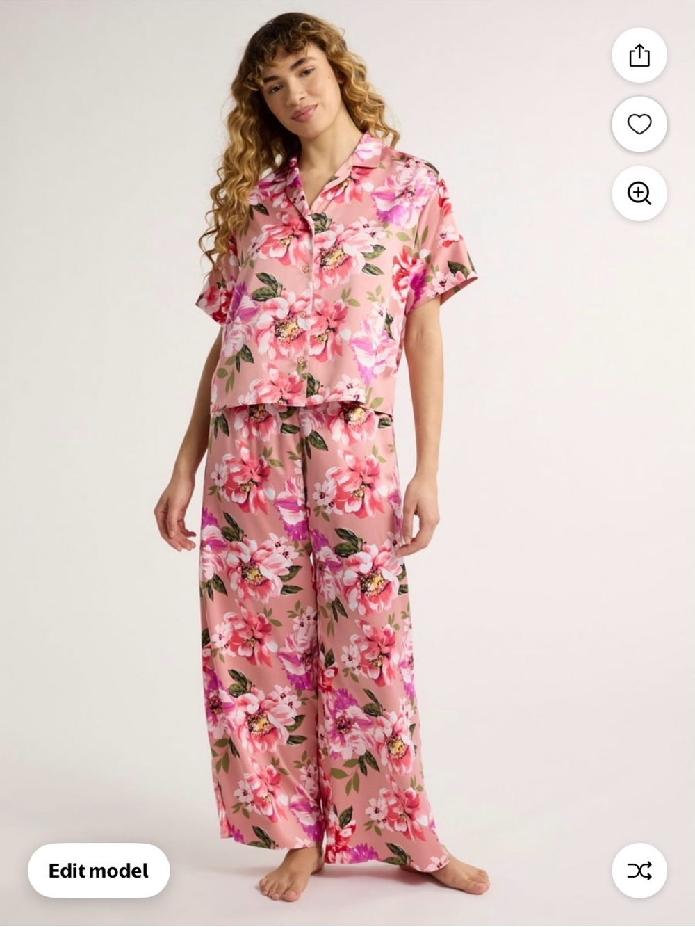 Joyspun Floral Pink Two-Piece Pajama Set